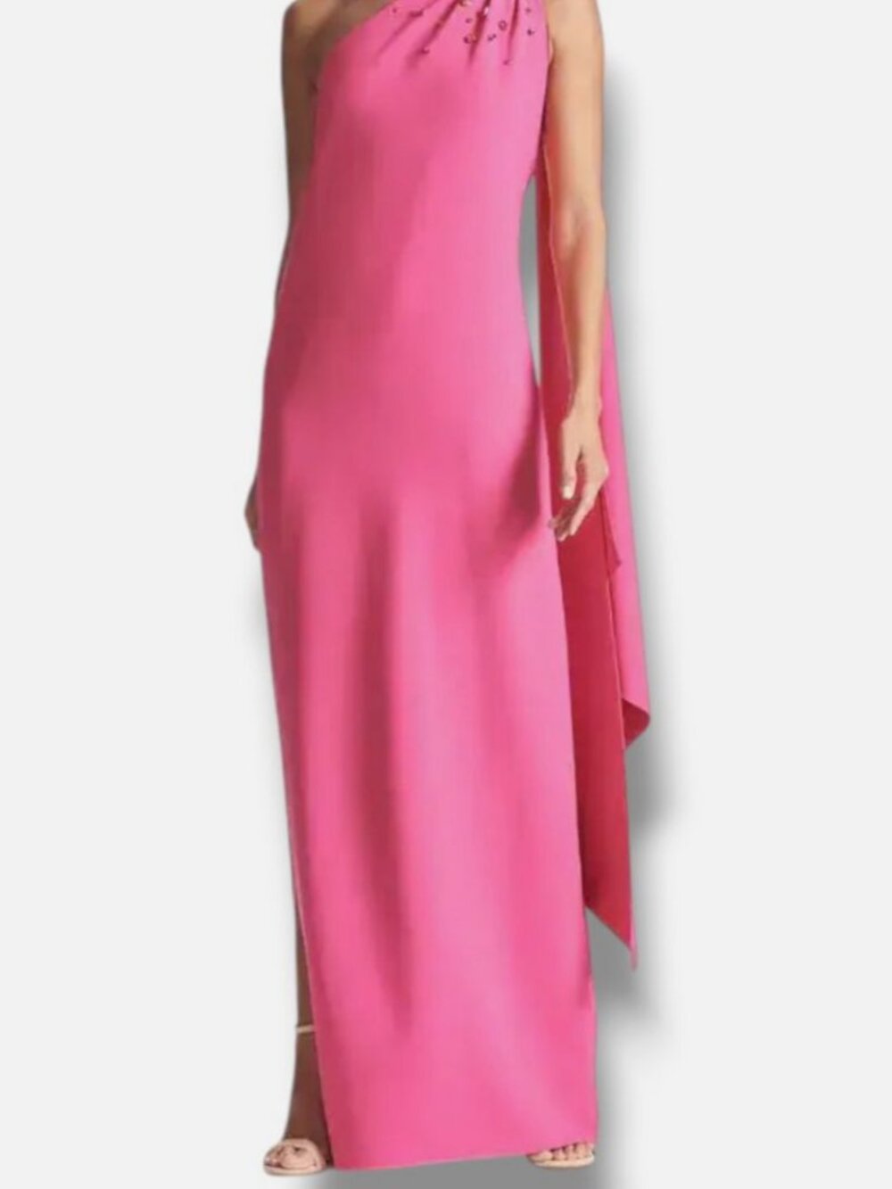 Sachin & Babi Women's Pink Leslie Embellished One-Shoulder Gown Dress Size 14